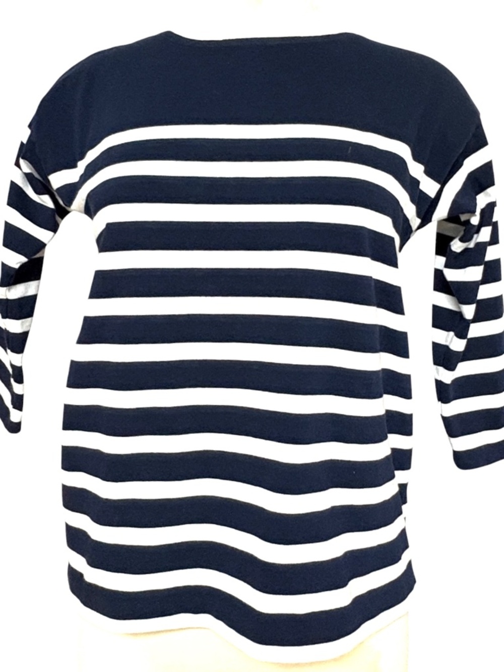 top J. CREW nautical navy white stripes XXS boat neck ¾ sleeves classic cotton